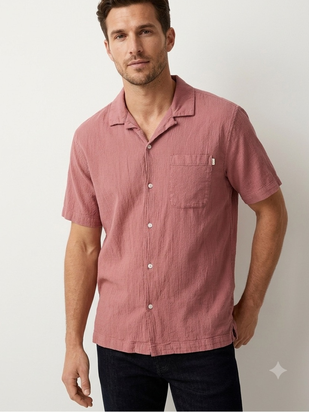 Standard cloth men’s casual button down gauzy cotton shirt size medium
